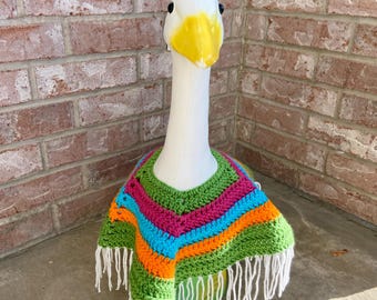 Crochet Bright Colored Poncho for Large Goose : Cinco De Mayo