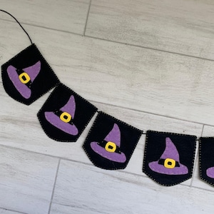 Witch hat halloween garland, felt witch hat, halloween decor, felt banner halloween, halloween party decor, halloween garland, Spooky Hat