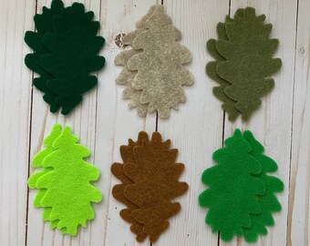 Felt Leaves, fall felt die cuts, felt fall green leaves assortment, felt autumn leaves, felt oak leaf, felt fall leaves cutouts, fall leaves