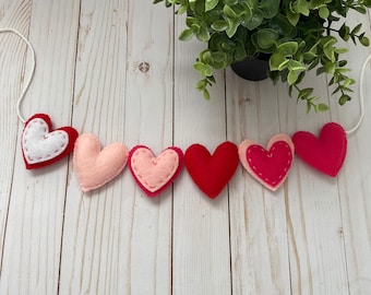 Filz Herz Banner: Gefüllte Valentinstag Girlande