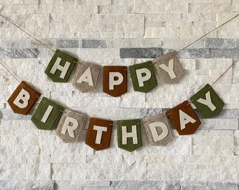 Boho Felt Happy Birthday Banner, birthday felt banner, boho happy birthday banner, party decoration, happy birthday garland, boho garland