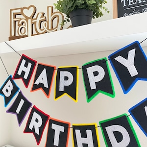 Happy Birthday Rainbow Banner, rainbow birthday felt banner, party decorations, happy birthday felt garland, rainbow party decorations
