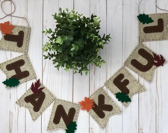 Thankful felt banner, thanksgiving felt banner, thanksgiving decoration, fall decor, thanksgiving garland, fall garland, thankful garland