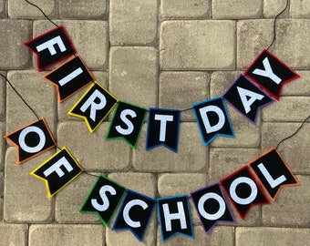 Pancarta de fieltro para el primer día de clases, pancarta para el regreso a clases, accesorios para fotos del primer día de clases, decoración para el regreso a clases, paquete para el primer y último día.