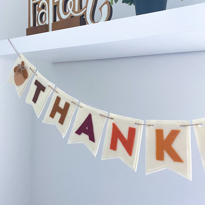 Thankful felt banner, thanksgiving felt banner, thanksgiving decoration, fall decor, thanksgiving garland, fall garland, thankful garland image 10