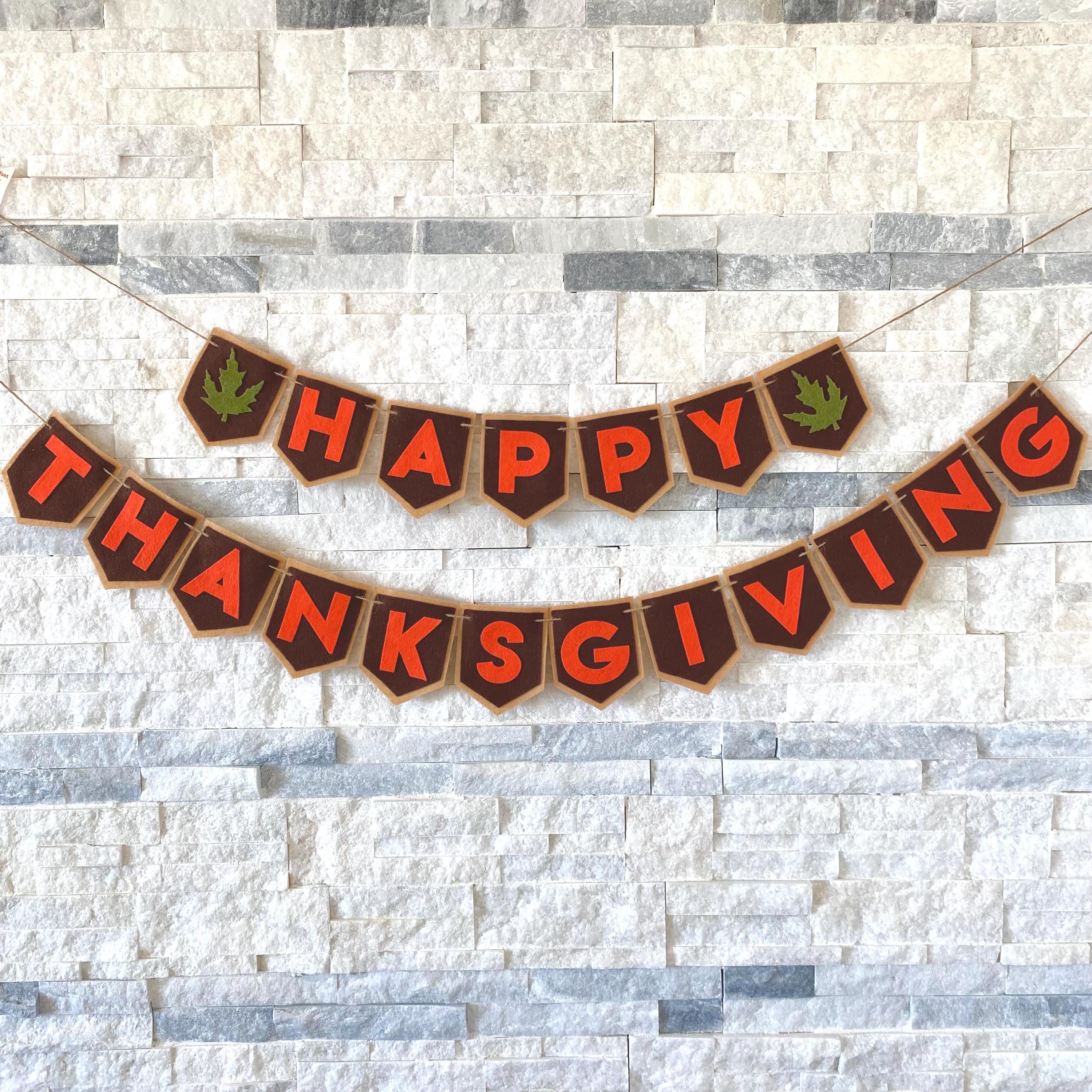 Happy Friendsgiving Banner Kit - Gold & Orange Thanksgiving Party Decorations