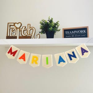 Custom Felt Name Banner, personalized banner for baby nursery, felt banner for kids rooms, rainbow name felt garland, custom letter garland
