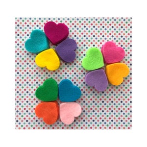 Felt hearts die cuts, mothers day decor, felt heart diy, spring and summer heart, applique heart shapes, scrapbooking felt flower, set of 60