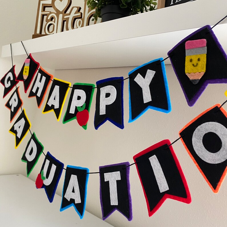 Happy Graduation Felt Banner Kindergarten Graduation Party Etsy