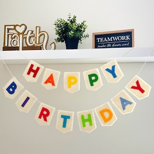 Happy Birthday Regenbogen Girlande, Regenbogen Geburtstag Banner, Party Dekorationen, alles Gute zum Geburtstag Filzgirlande, Geburtstagsbanner Dekorationen