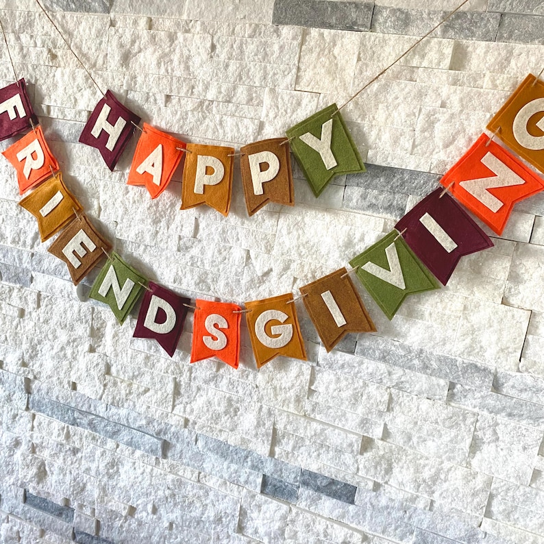 Friends Giving Letters Happy Friendsgiving Felt Banner, Thanksgiving Decoration, Friendsgiving ...
