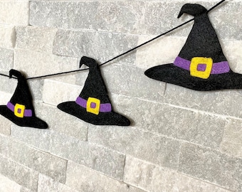 Halloween Felt Witch Hat Garland, Handmade Party Decor