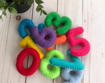 Numéros en feutre, jouets d'apprentissage, chiffres colorés pour enfants, jouet éducatif, numéros en peluche, activités montessori, inspiré de Montessori