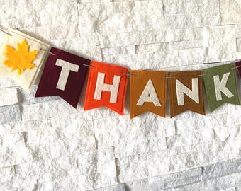 Thankful felt banner, thanksgiving felt banner, thanksgiving decoration, fall decor, thanksgiving garland, fall garland, thankful garland