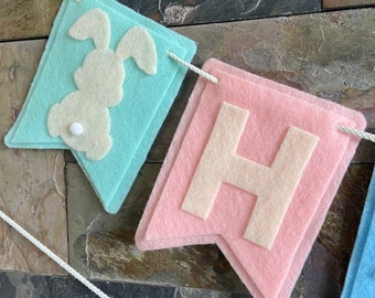 Handmade Happy Easter Felt Banner: Home Decor