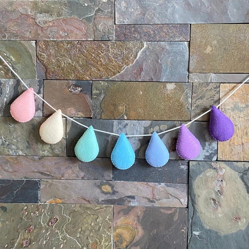 Felt Raindrop Garland Raindrop Droplet Garland Nursery Room Etsy