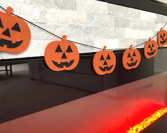 Halloween Felt Pumpkin Garland, Handmade Party Decor