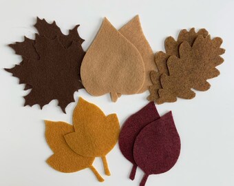 Felt Leaves, fall felt die cuts, felt fall brown leaves assortment, felt autumn leaves, felt oak leaf, felt fall leaves cutouts, fall leaves