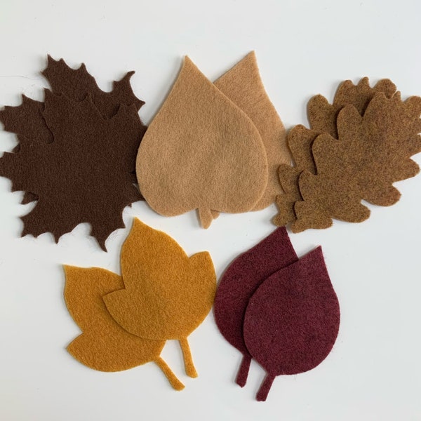 Felt Leaves, fall felt die cuts, felt fall brown leaves assortment, felt autumn leaves, felt oak leaf, felt fall leaves cutouts, fall leaves