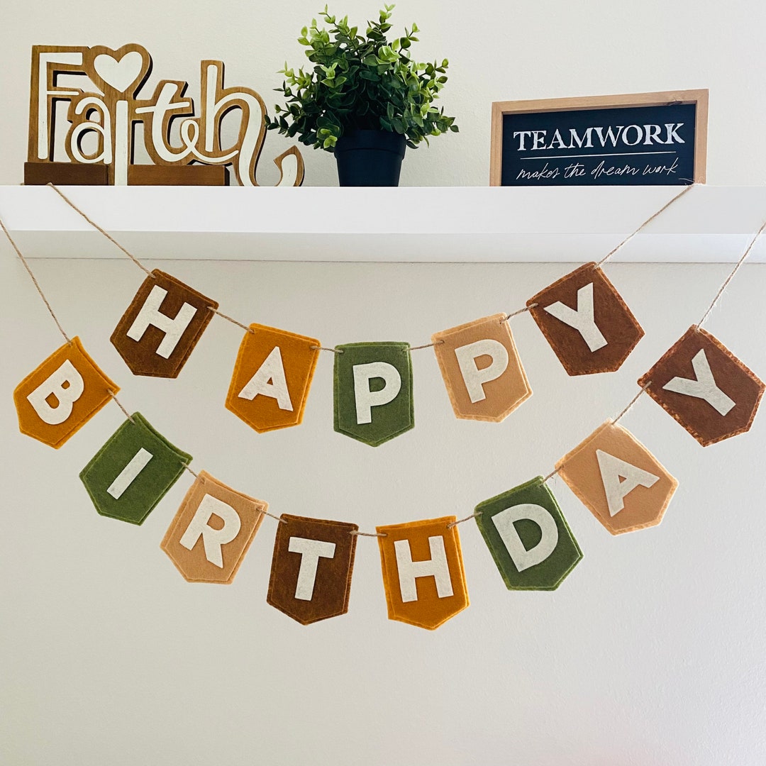 Boho Felt Happy Birthday Banner, Birthday Felt Banner, Boho Happy
