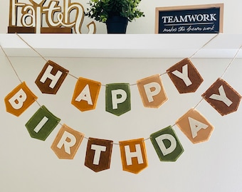 Boho Felt Happy Birthday Banner, birthday felt banner, boho happy birthday banner, party decoration, happy birthday garland, boho garland