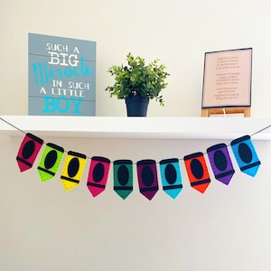 Back to school felt banner, first day of school, back to school decor, crayon felt banner, school at home or classroom, felt banner decor