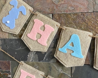 Handmade Happy Easter Felt Banner: Home Decor