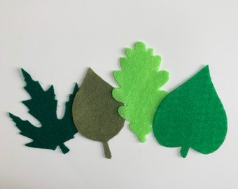 Felt Leaves, fall felt die cuts, felt fall green leaves assortment, felt autumn leaves, felt oak leaf, felt fall leaves cutouts, fall leaves