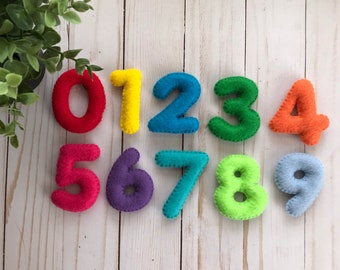 Chiffres en feutre, jouets d'apprentissage, chiffres colorés pour enfants, jouet éducatif, chiffres doux de 0 à 9, jouets éducatifs pour tout-petits, inspiré de Montessori