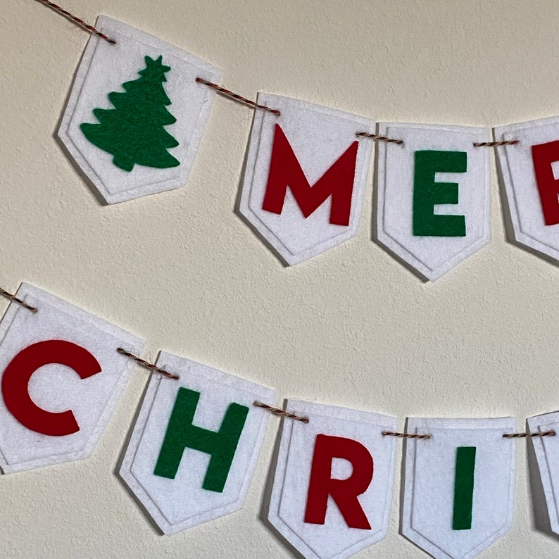 Merry Christmas felt Banner, felt garland christmas, christmas decor, felt christmas decoration, merry christmas banner, christmas banner image 8
