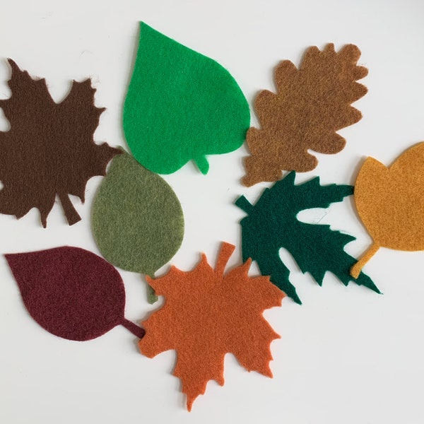 Felt Leaves, fall felt die cuts, felt fall leaves assortment, felt autumn leaves, felt oak leaf, felt fall leaves cutouts, fall leaves, fall