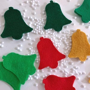 Felt Christmas die cuts, felt christmas shapes, felt christmas bells die cuts, christmas bells, felt christmas ornaments, DIY christmas