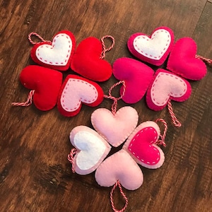 Felt Heart Ornament, valentines hearts, valentines day decorations, valentines day gift, felt heart ornament gift toppers, valentines decor
