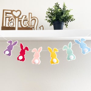 Felt Easter Bunny Banner: Handmade Colorful Garland