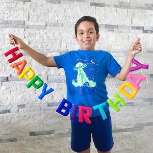 Faixa de feliz aniversário, faixa de feltro de aniversário de arco-íris, guirlanda de aniversário reutilizável, decoração colorida para festa de sala de aula de aniversário, festa de aniversário infantil