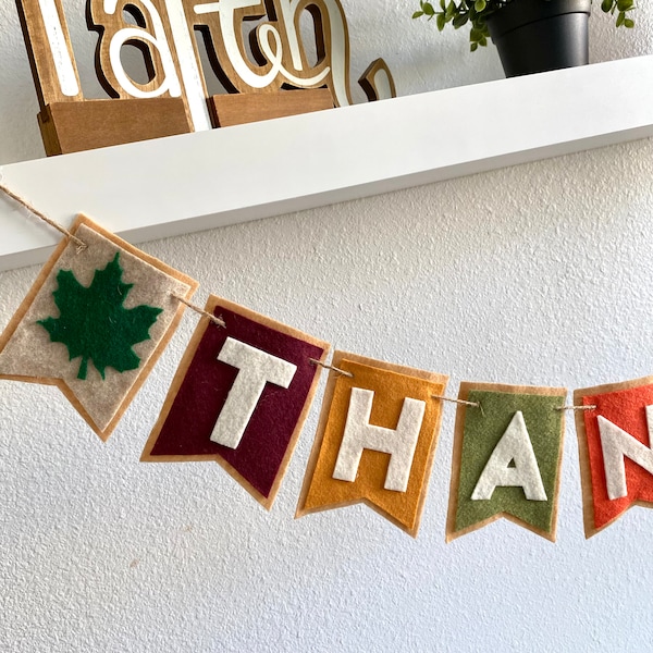 Thankful felt banner, thanksgiving felt banner, thanksgiving decoration, fall decor, thanksgiving garland, fall garland, thankful garland