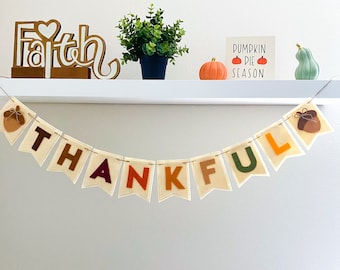 Thankful felt banner, thanksgiving felt banner, thanksgiving decoration, fall decor, thanksgiving garland, fall garland, thankful garland