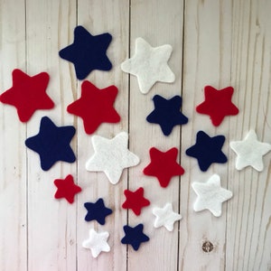 4th of July felt die cuts, felt stars die cuts, felt stars ornaments, felt stars for DIY projects, felt supplies for crafts, felt shapes