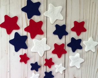 4th of July felt die cuts, felt stars die cuts, felt stars ornaments, felt stars for DIY projects, felt supplies for crafts, felt shapes