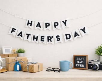 Happy Father's Day Felt Banner: Party Decorations, Handmade