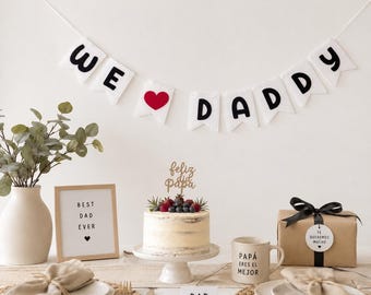 Letrero de fieltro "Amamos a papá": Decoración para la fiesta del Día del Padre