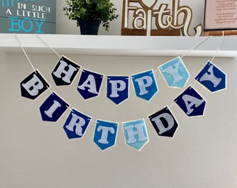 Blue Felt Happy Birthday Banner: Handmade Party Garland