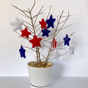 4th of July felt ornaments, star ornaments, felt patriotic stars, 4th of july decor, memorial day decor, independence day decor, labor day