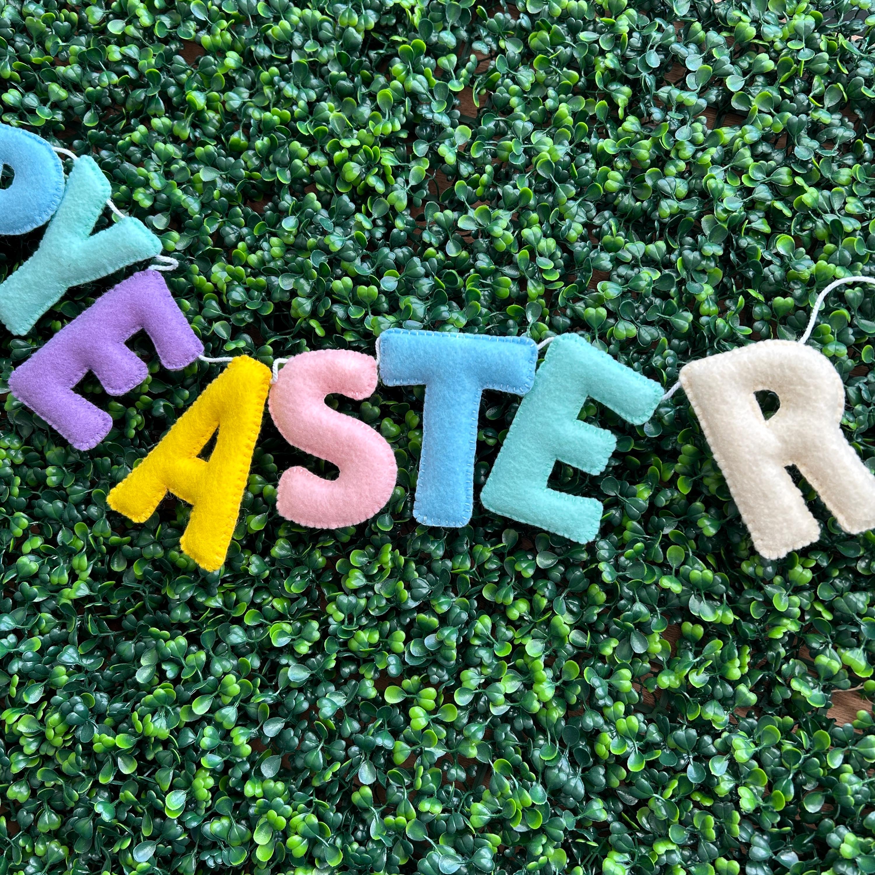 Happy Easter Felt Banner Easter Theme Party Decorations Pastel Colors ...