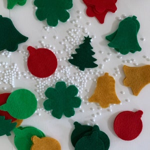 Felt Christmas die cuts, felt christmas shapes, felt christmas tree die cuts, christmas bells, felt christmas ornaments, DIY christmas, diy