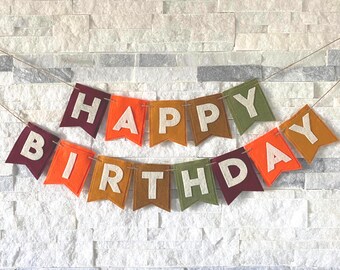 Happy Birthday Boho Felt Banner, birthday felt banner, boho happy birthday banner, party decorations, happy birthday garland, boho garland