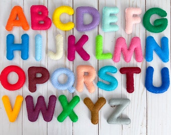 Felt letters, felt alphabet, preschool alphabet, learning alphabet, stuffed letters, felt english alphabet, educational toy, montessori toys