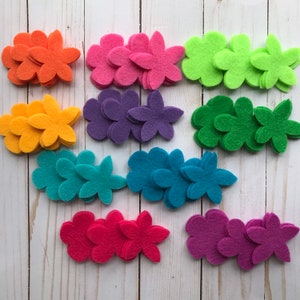 Felt flowers die cuts, spring and summer flowers, mothers day decor, diy flower, applique flower shapes, scrapbooking felt flower, Set of 90