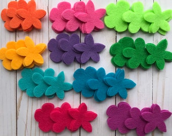 Felt flowers die cuts, spring and summer flowers, mothers day decor, diy flower, applique flower shapes, scrapbooking felt flower, Set of 90