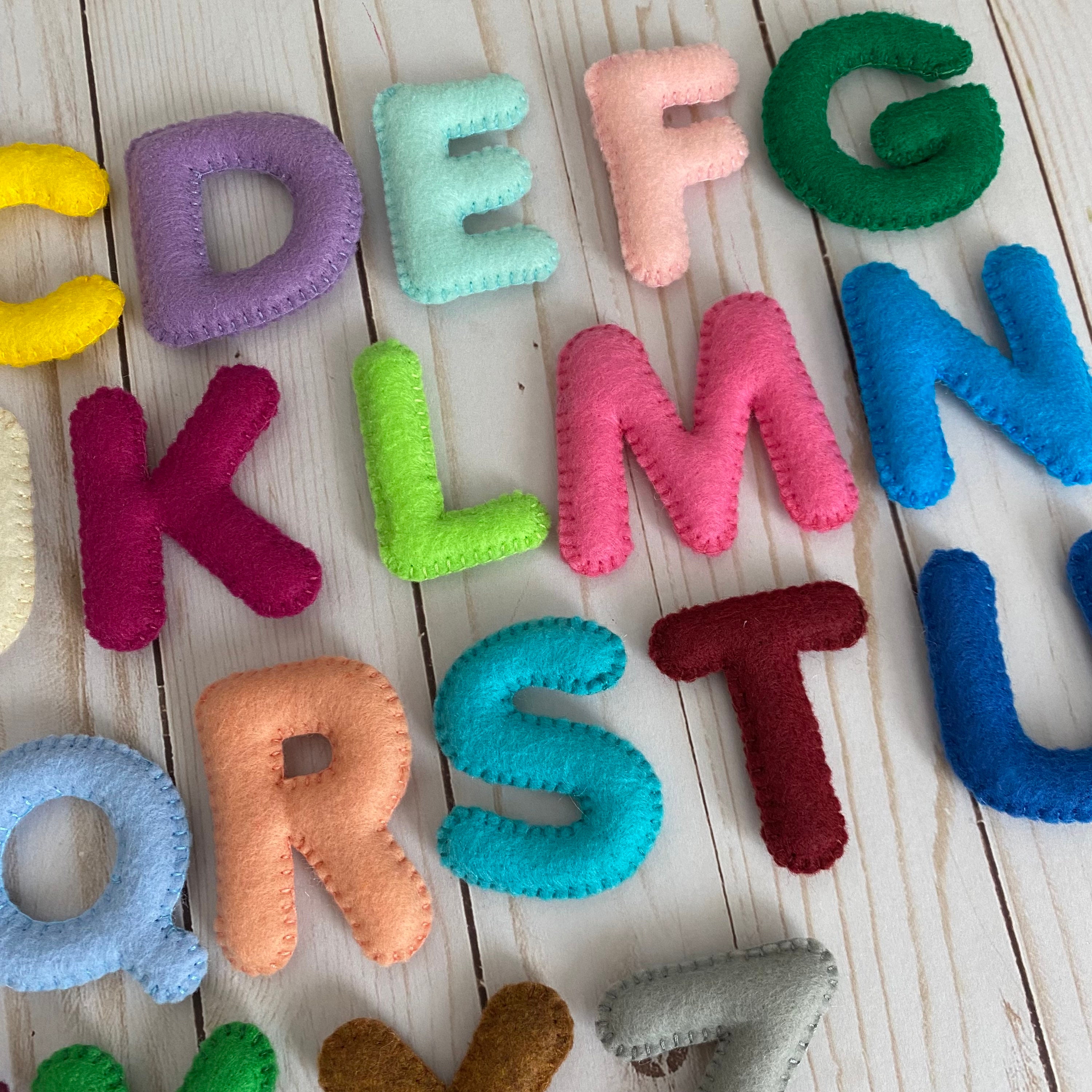GLACIART ONE Stuffed Colored Felt Alphabet Letters - 26 pcs | Children Toy  for Toddler Learning & Montessori Preschool Learning | Great as Nursery